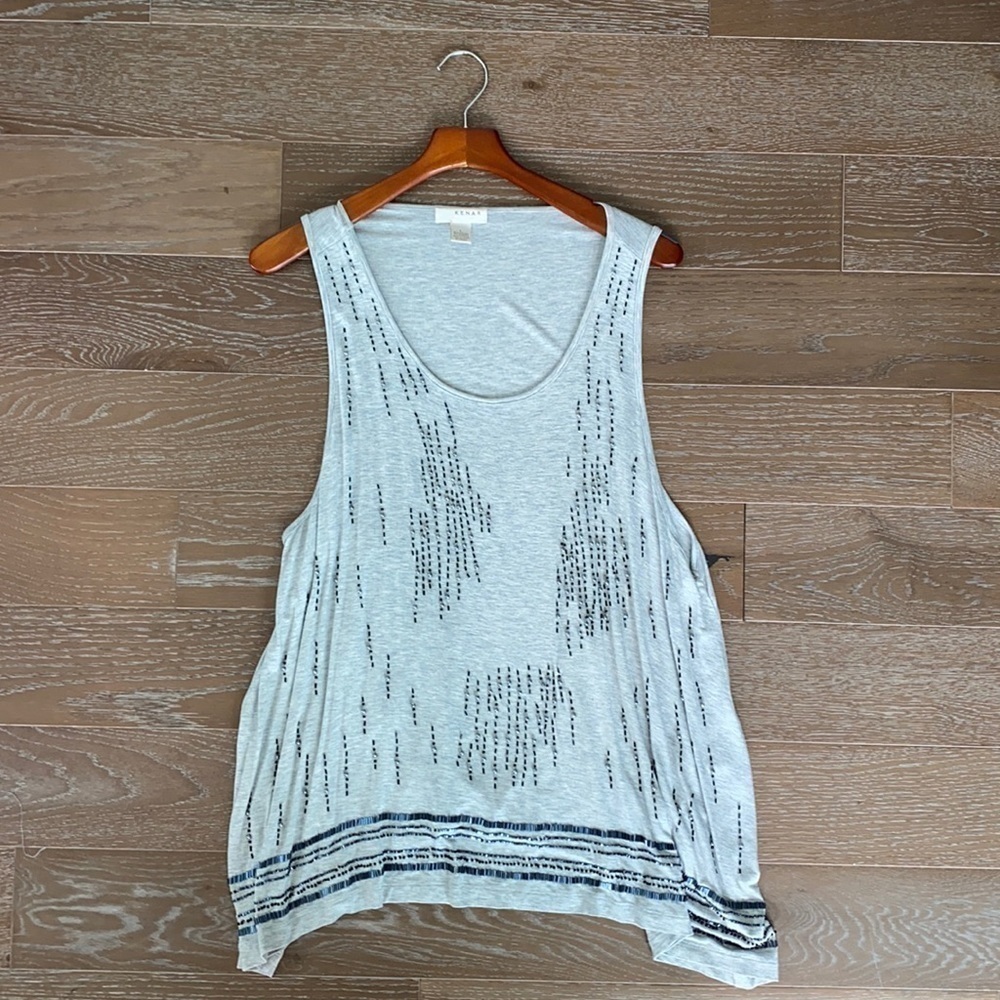 Kenar Beaded High-Low Tank Top | L